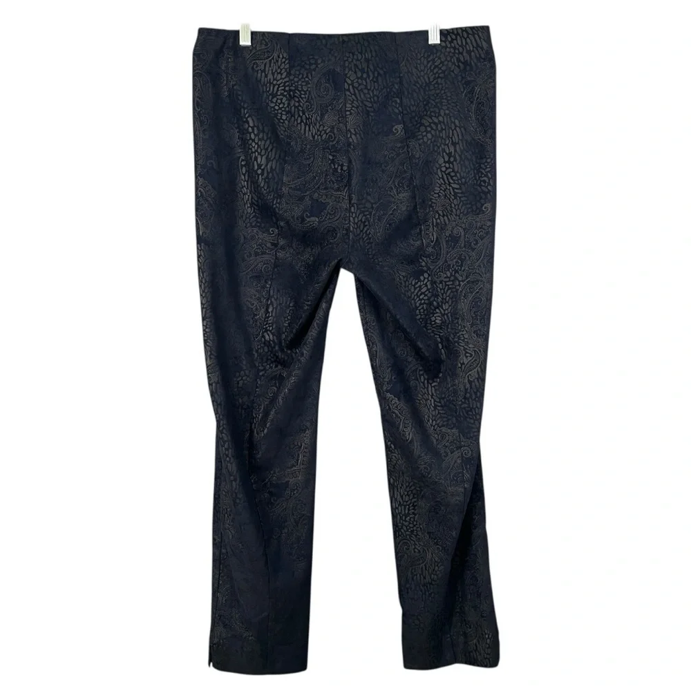 ROBELL Marie Slim Fit Trousers Paisley Jacquard Dark Blue Women's Size US 14
